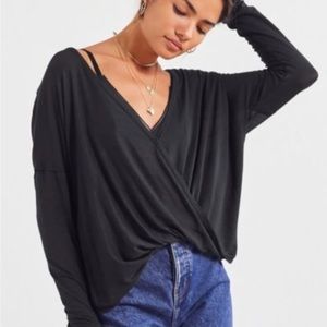 Silence + Noise Piper Surplice Top Black